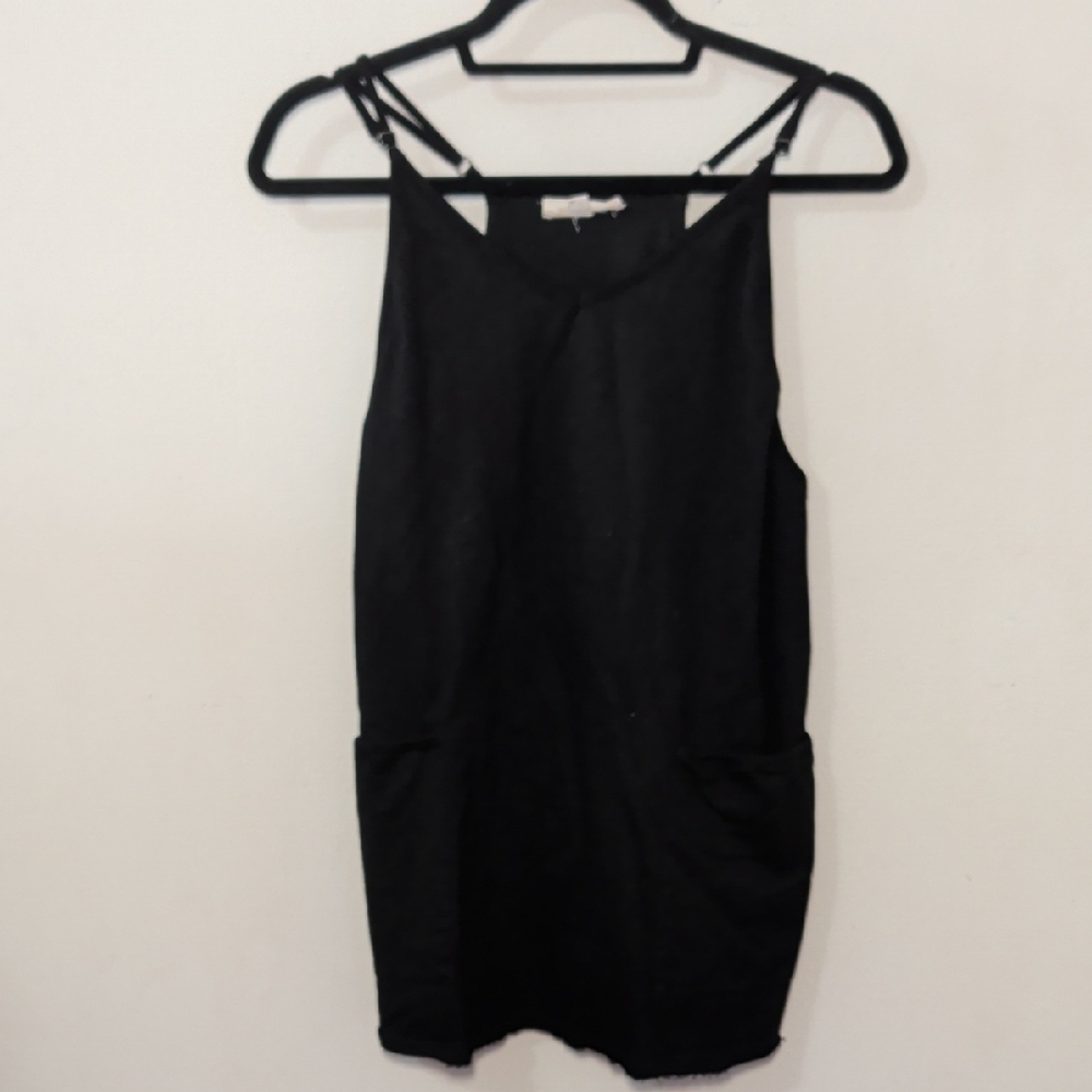 Listicle Sporty Mini Dress Black Built-in Shorts Patch Pockets Women's Size S
